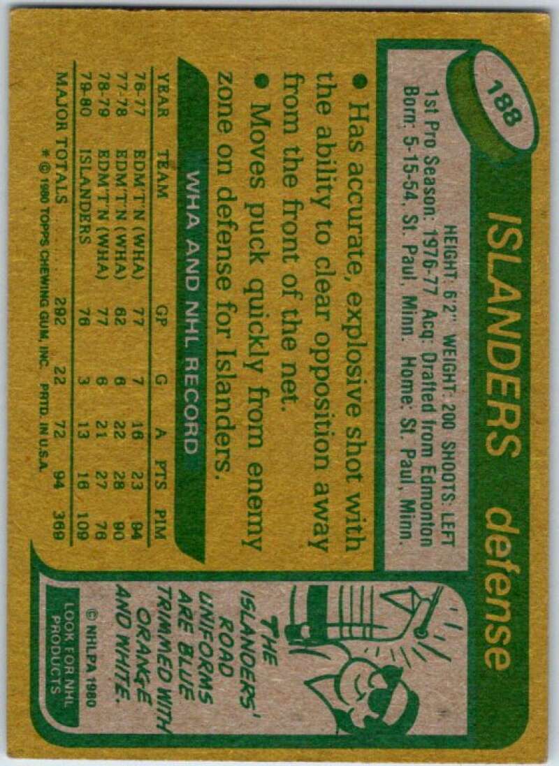 1980-81 Topps #188 Dave Langevin RC Rookie New York Islanders V49827