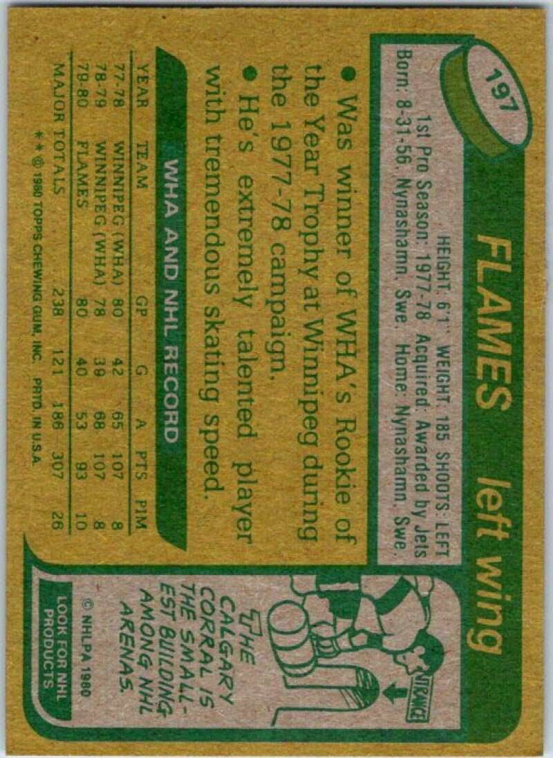 1980-81 Topps #197 Kent Nilsson RC Rookie Atlanta Flames V49851