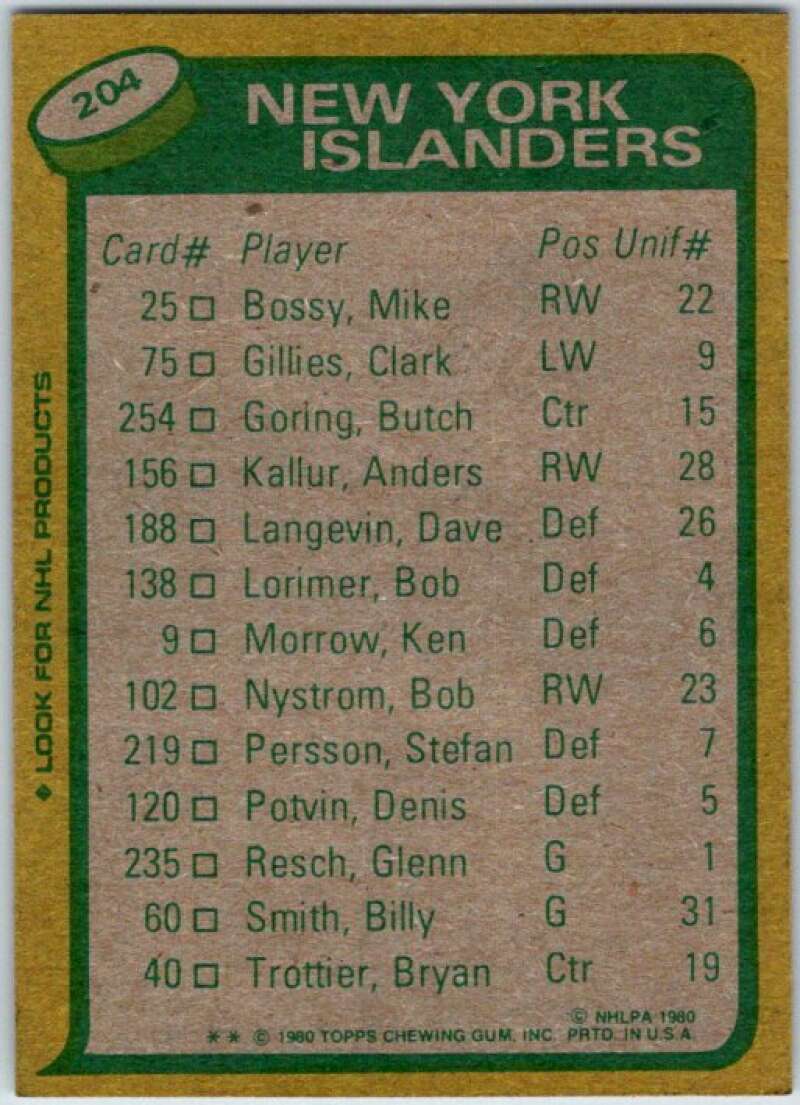 1980-81 Topps #204 Mike Bossy TL New York Islanders V49867