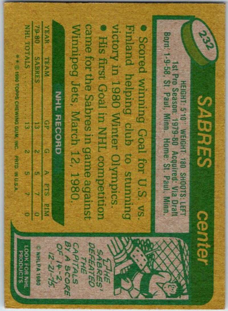 1980-81 Topps #232 Rob McClanahan OLY RC Rookie Buffalo Sabres V49930