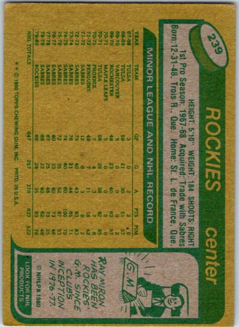 1980-81 Topps #239 Rene Robert Colorado Rockies V49948