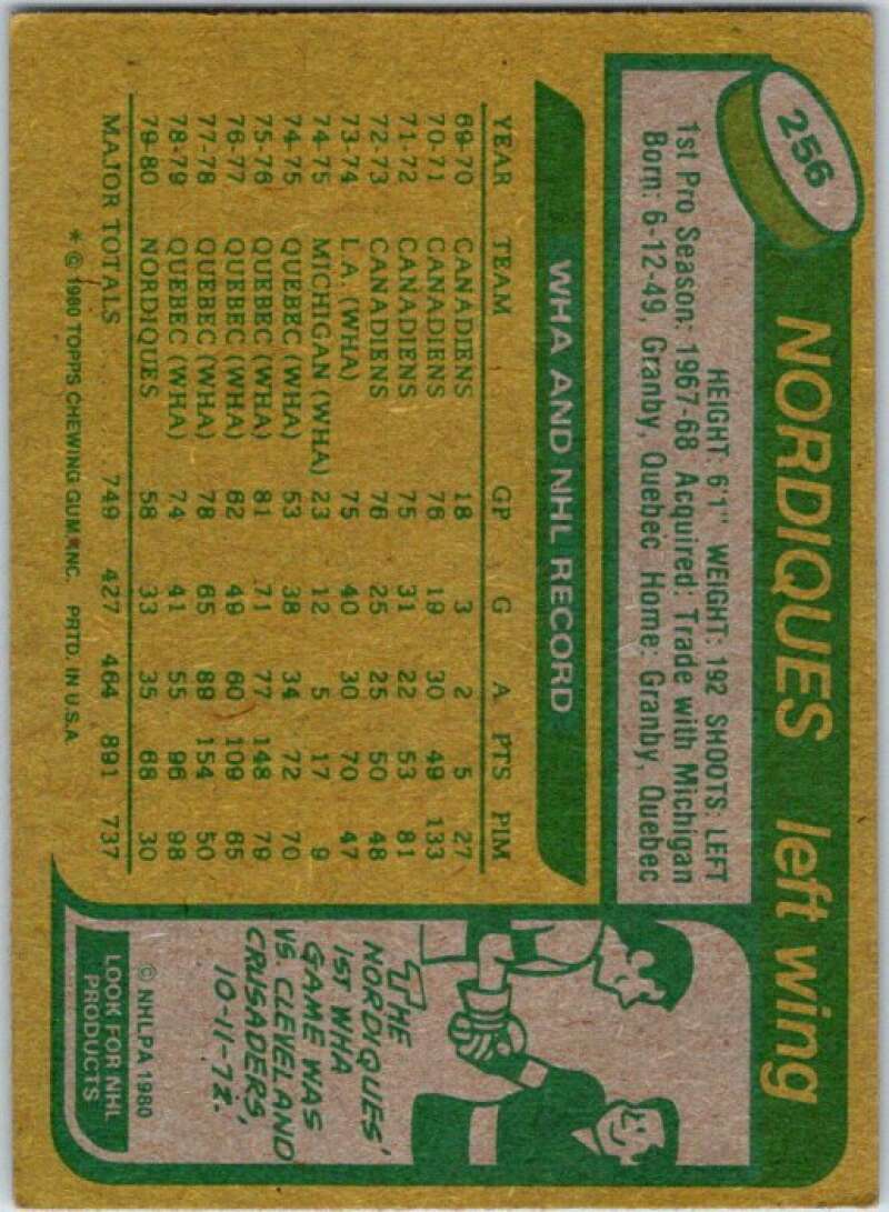1980-81 Topps #256 Marc Tardif Quebec Nordiques V50004