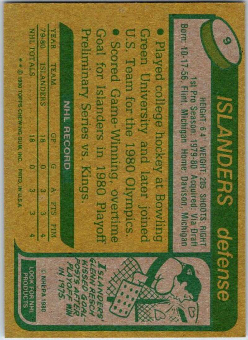 1980-81 Topps Unscratched #9 Ken Morrow OLY RC Rookie V50026