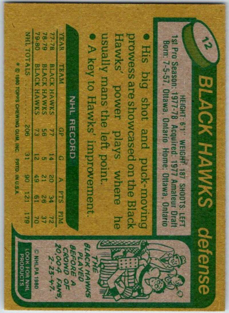 1980-81 Topps Unscratched #12 Doug Wilson Chicago Blackhawks V50027