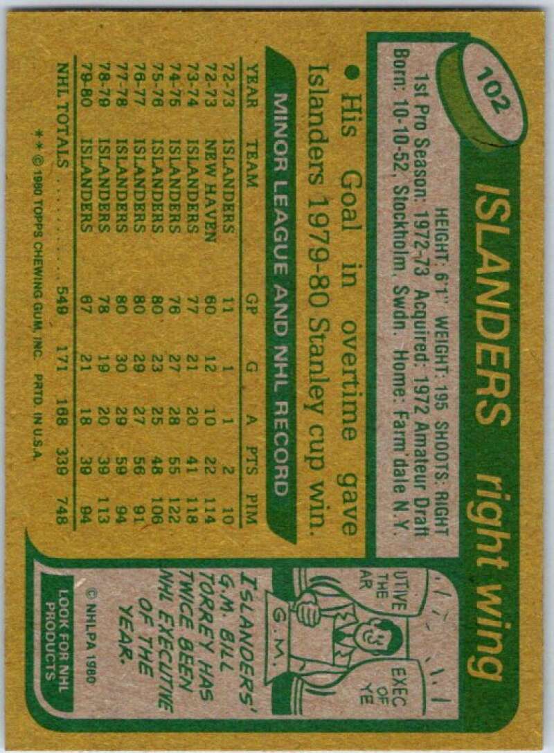 1980-81 Topps Unscratched #102 Bob Nystrom New York Islanders V50044