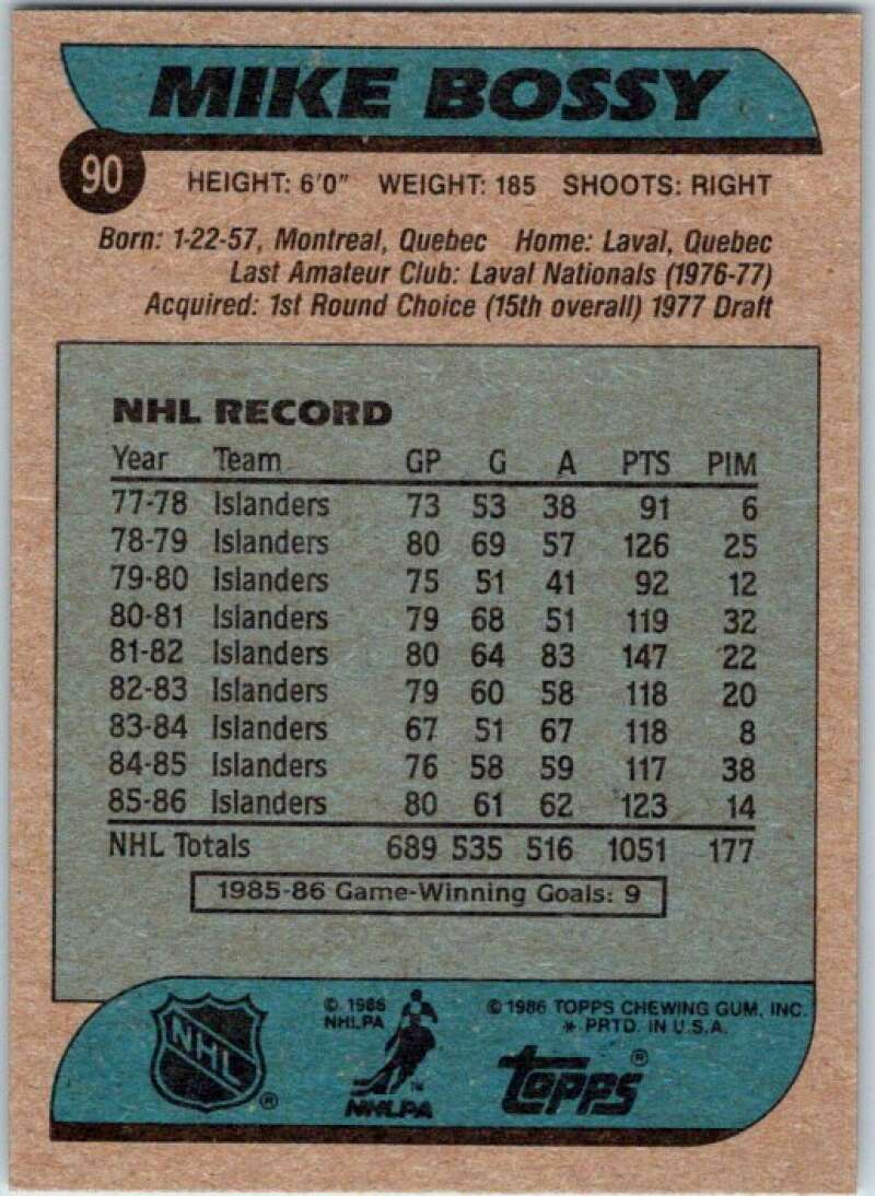 1986-87 Topps #90 Mike Bossy V50124