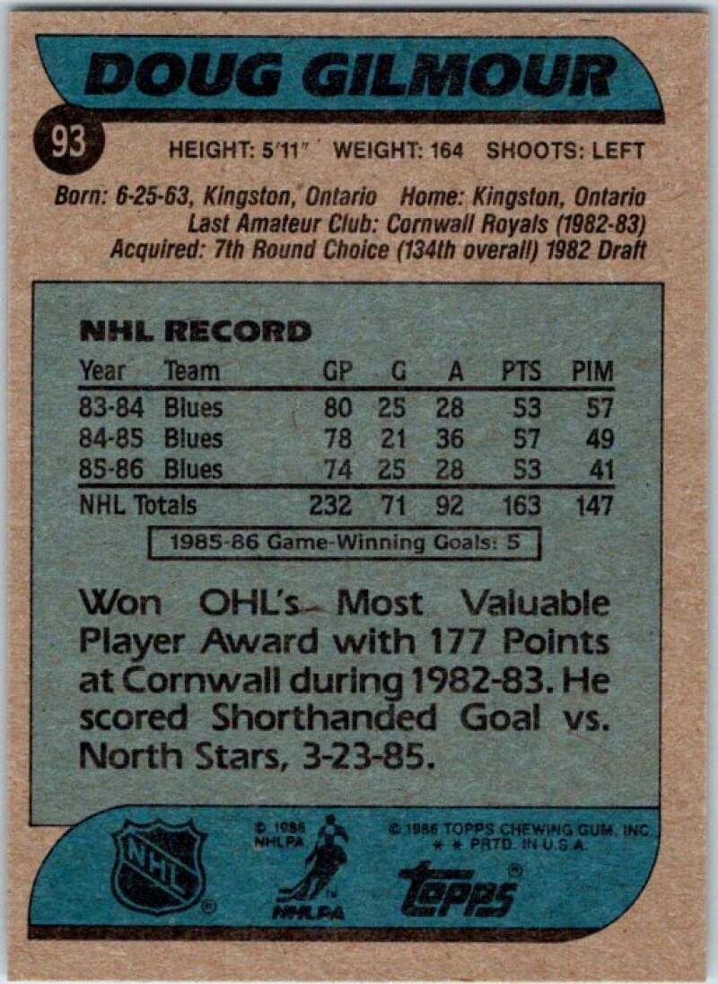 1986-87 Topps #93 Doug Gilmour V50128