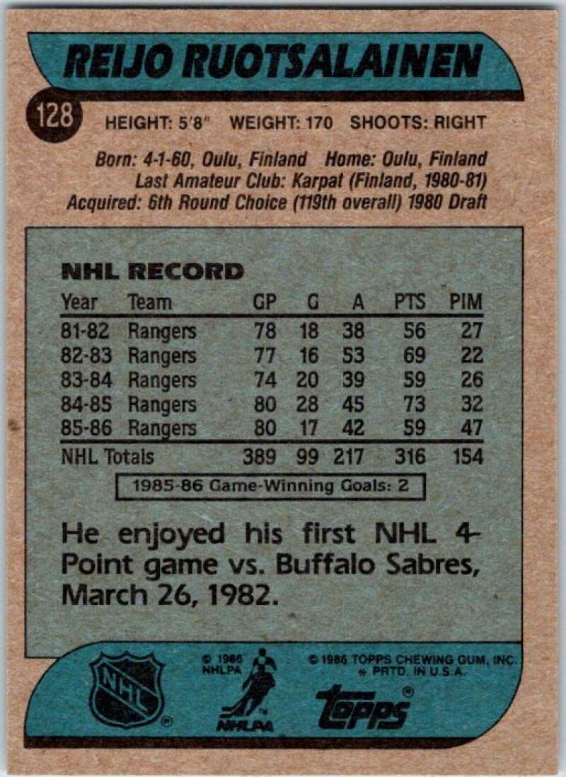 1986-87 Topps #128 Reijo Ruotsalainen V50163