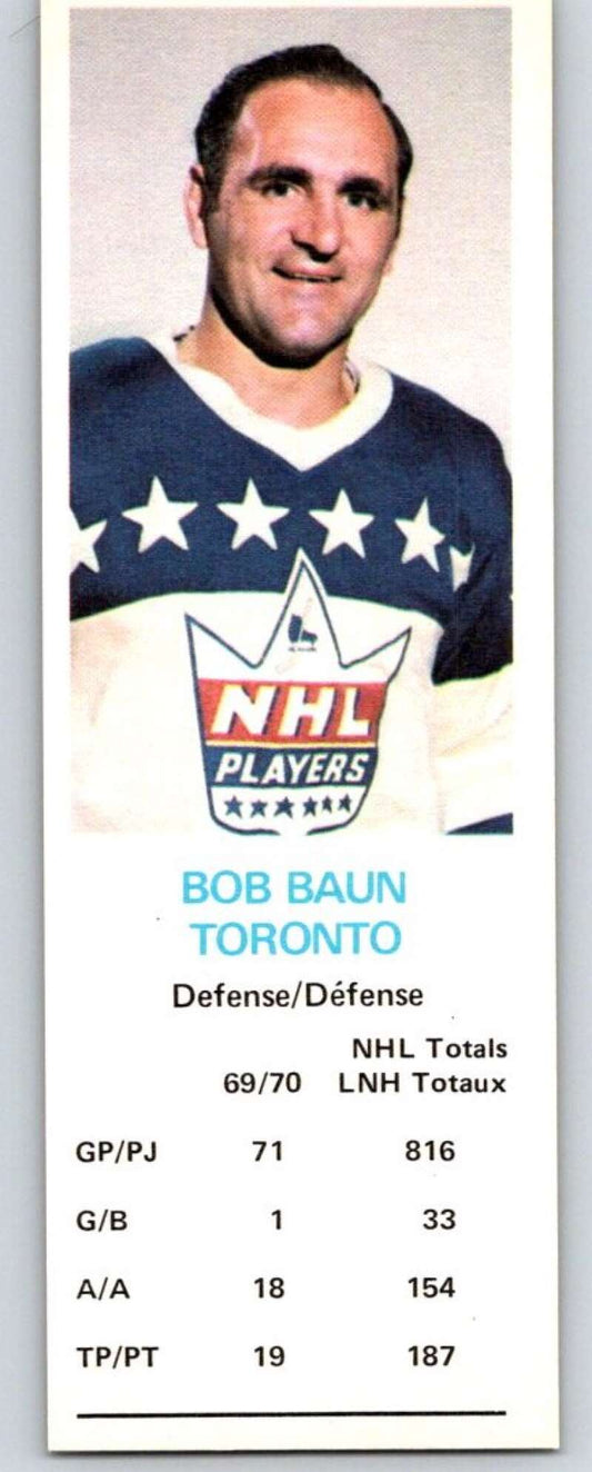 1970-71 Dad's Cookies #3 Bob Baun  Toronto Maple Leafs  X191