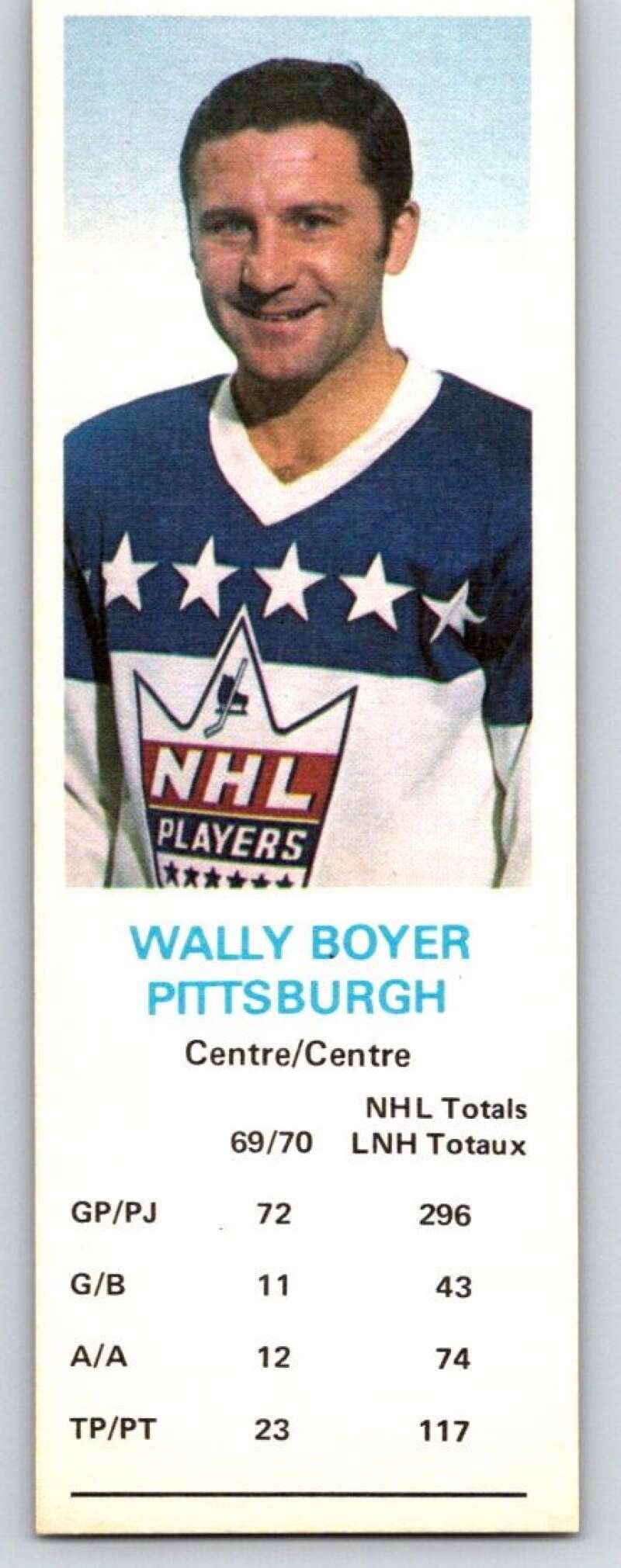 1970-71 Dad's Cookies #9 Wally Boyer Pittsburgh Penguins X202
