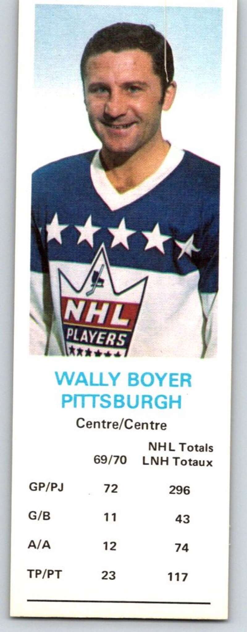 1970-71 Dad's Cookies #9 Wally Boyer Pittsburgh Penguins X203