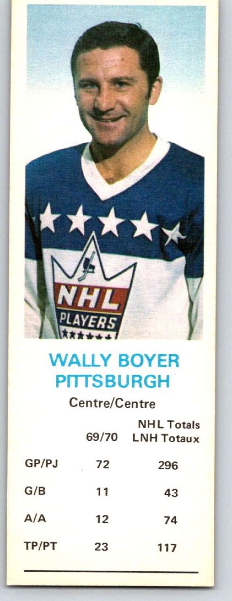 1970-71 Dad's Cookies #9 Wally Boyer Pittsburgh Penguins X204