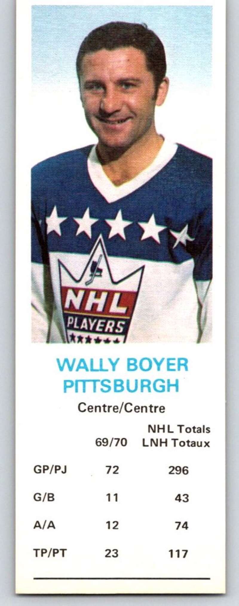 1970-71 Dad's Cookies #9 Wally Boyer Pittsburgh Penguins X206