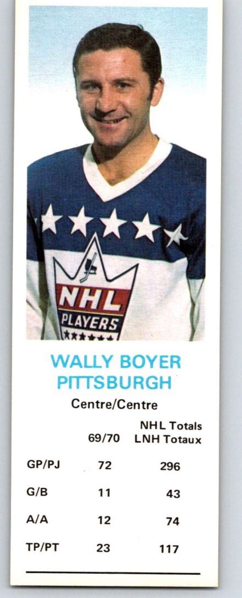 1970-71 Dad's Cookies #9 Wally Boyer Pittsburgh Penguins X207