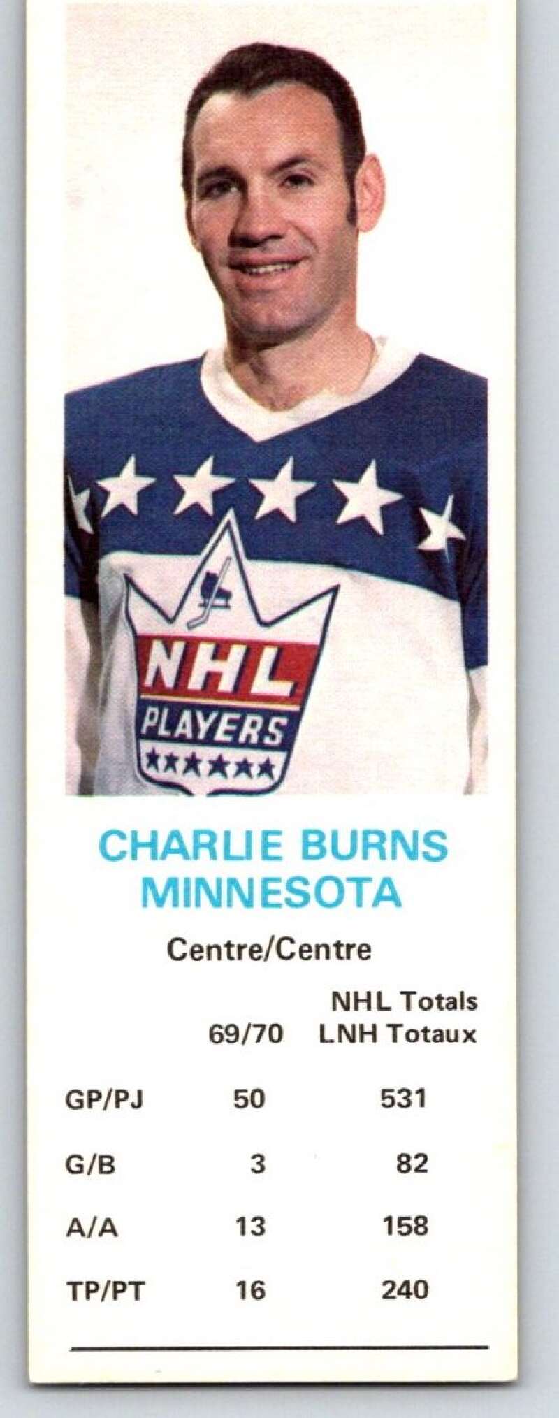 1970-71 Dad's Cookies #12 Charlie Burns Minnesota North Stars X212