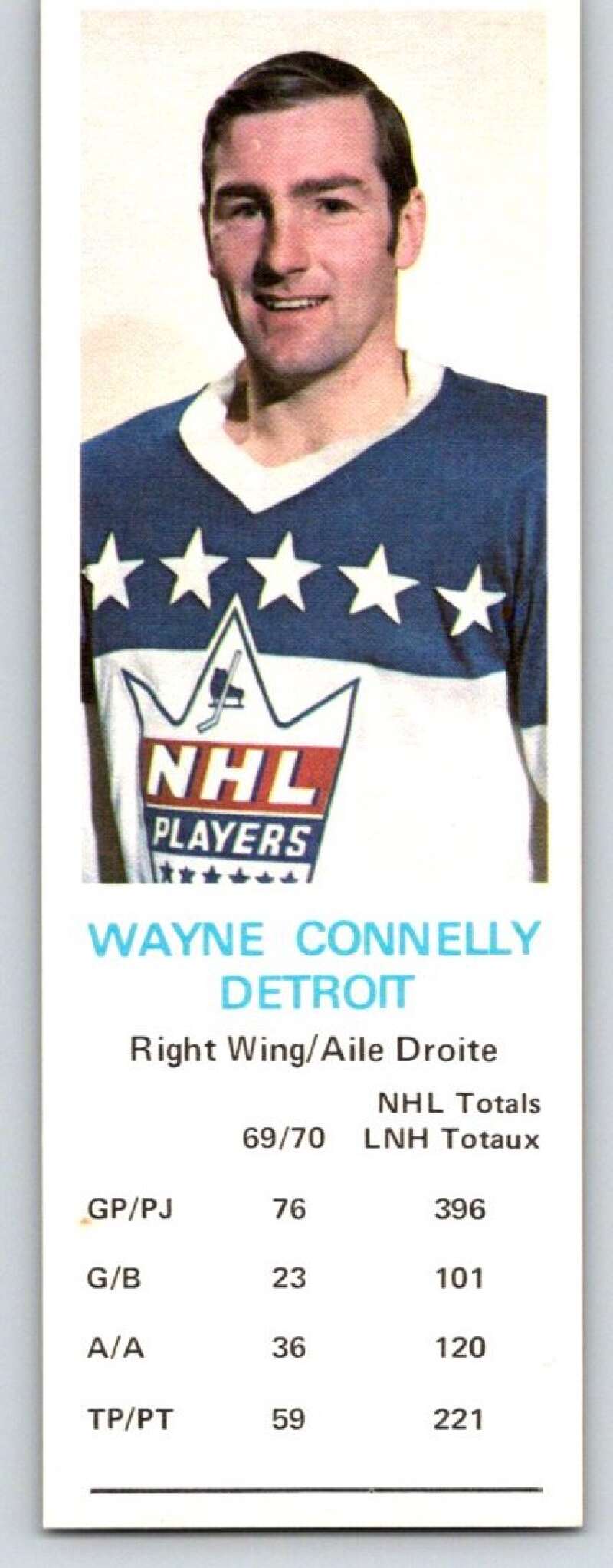 1970-71 Dad's Cookies #16 Wayne Connelly Detroit Red Wings X217