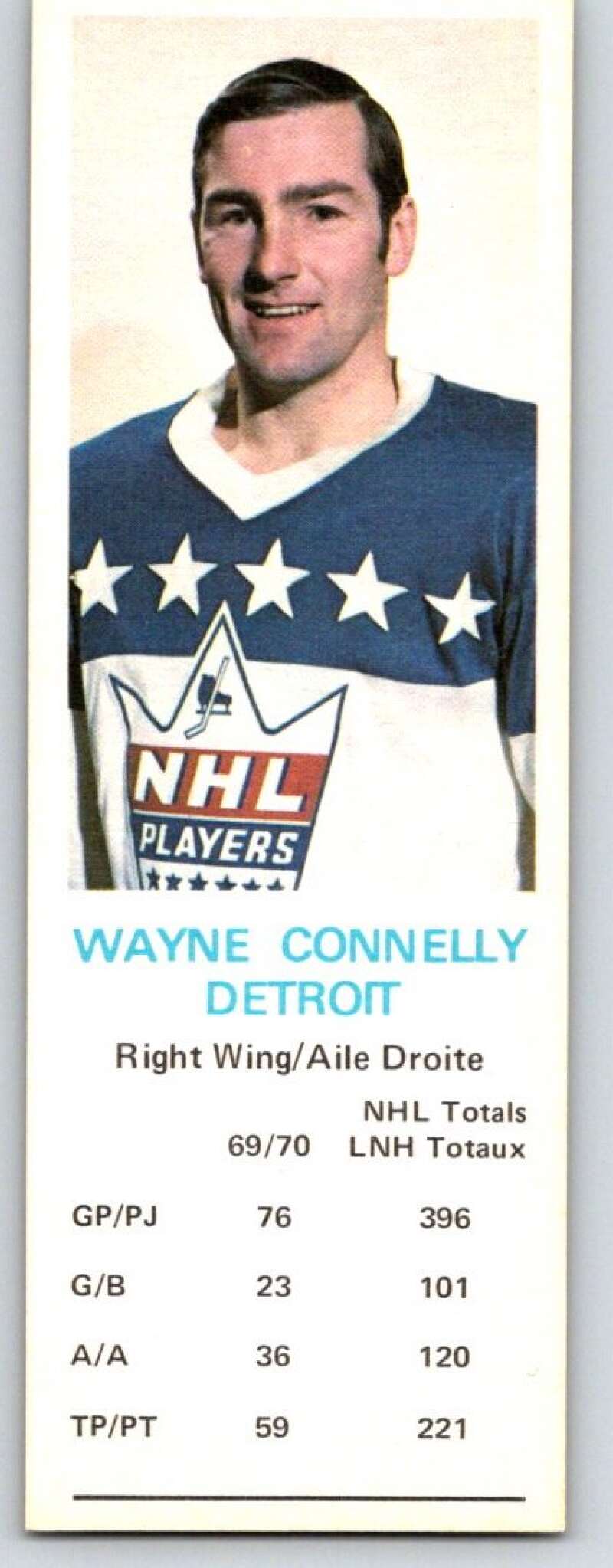 1970-71 Dad's Cookies #16 Wayne Connelly Detroit Red Wings X218