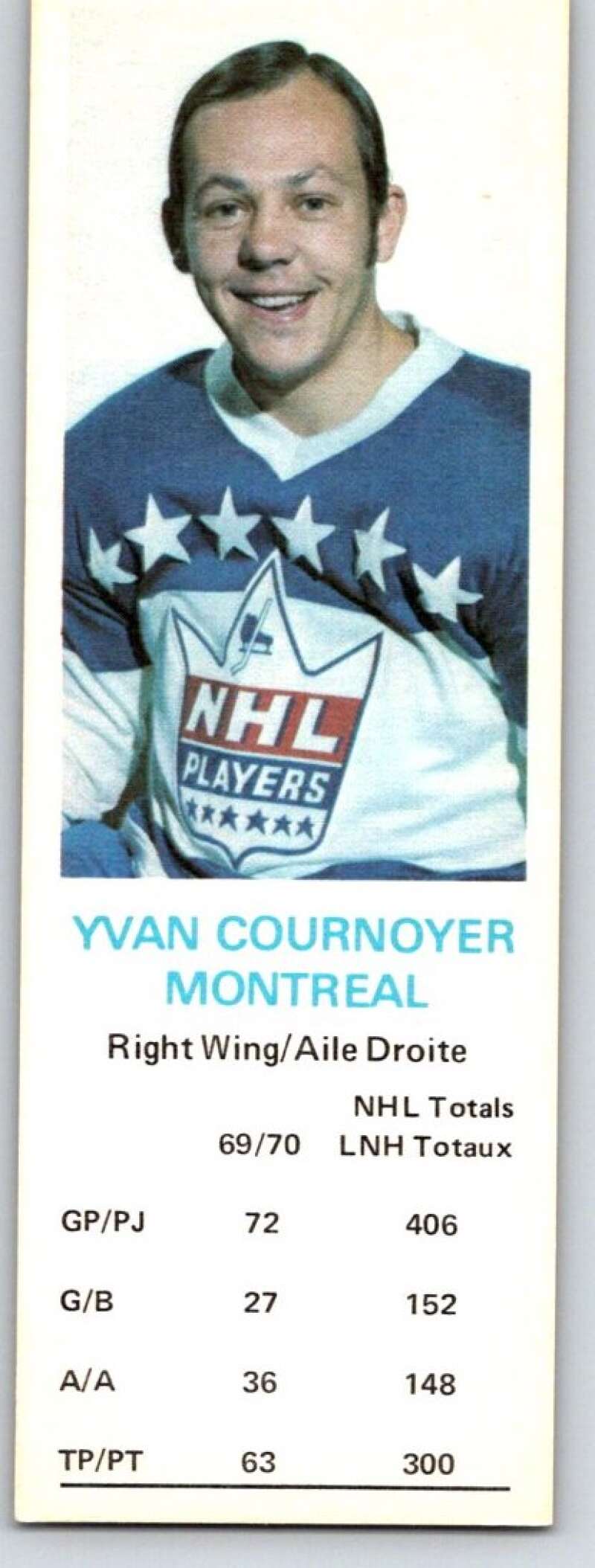 1970-71 Dad's Cookies #17 Yvan Cournoyer Montreal Canadiens X219