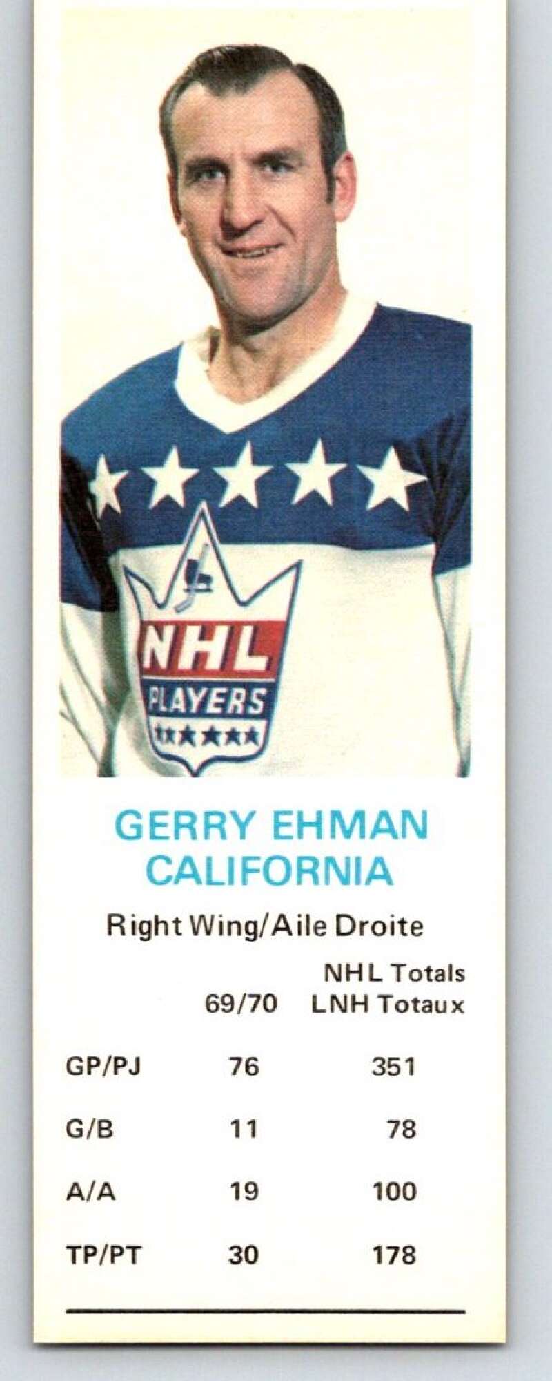 1970-71 Dad's Cookies #28 Gerry Ehman California Golden Seals X240
