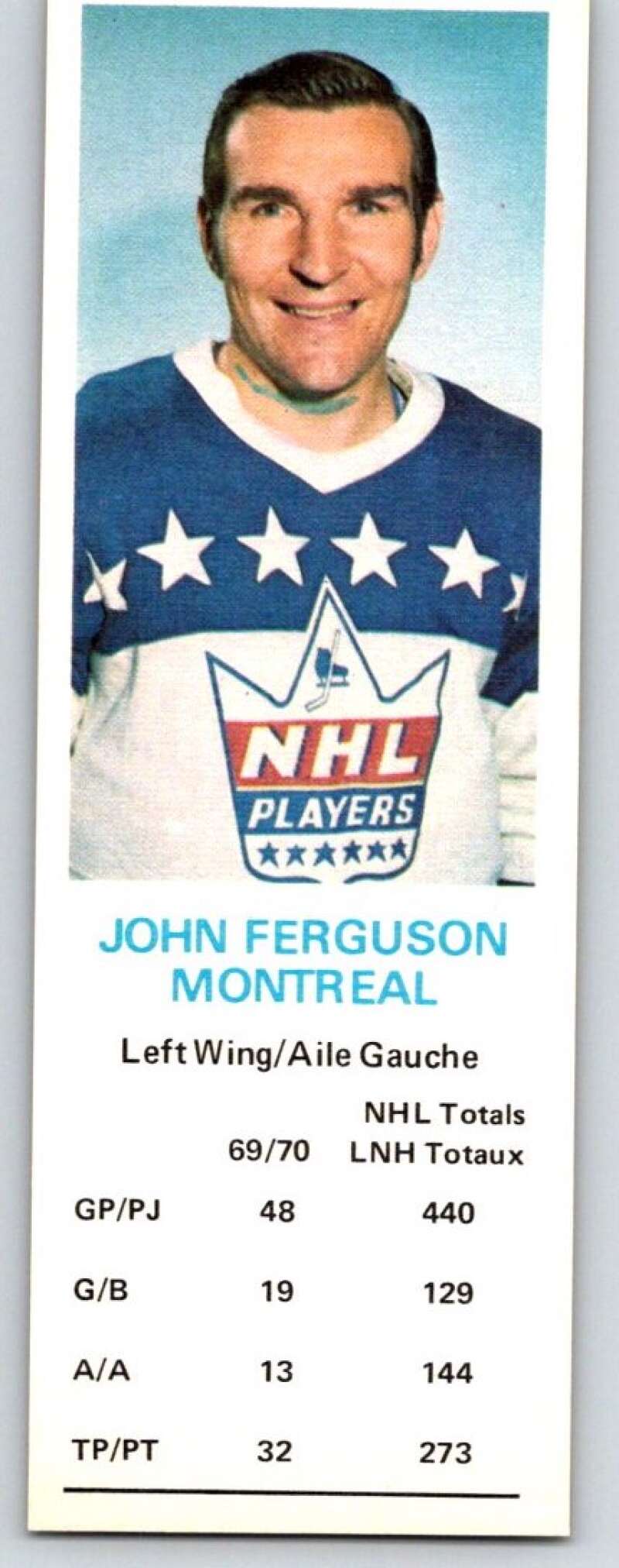 1970-71 Dad's Cookies #33 John Ferguson Montreal Canadiens X245