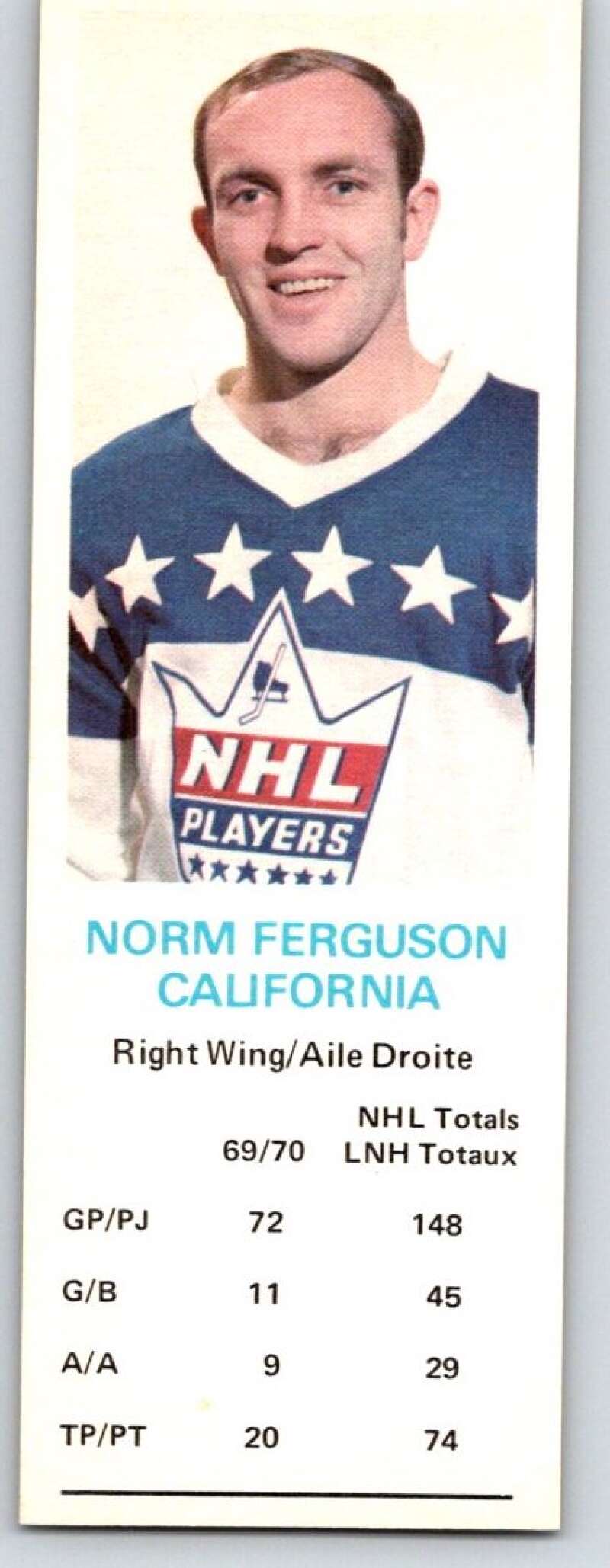 1970-71 Dad's Cookies #34 Norm Ferguson California Golden Seals X246