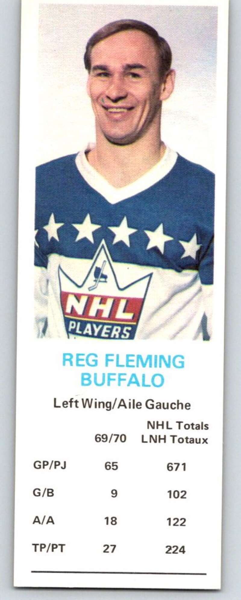 1970-71 Dad's Cookies #35 Reg Fleming Buffalo Sabres X249