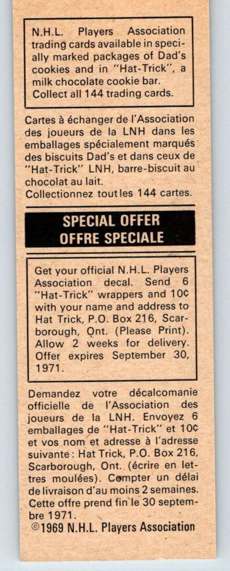 1970-71 Dad's Cookies #35 Reg Fleming  Buffalo Sabres  X249