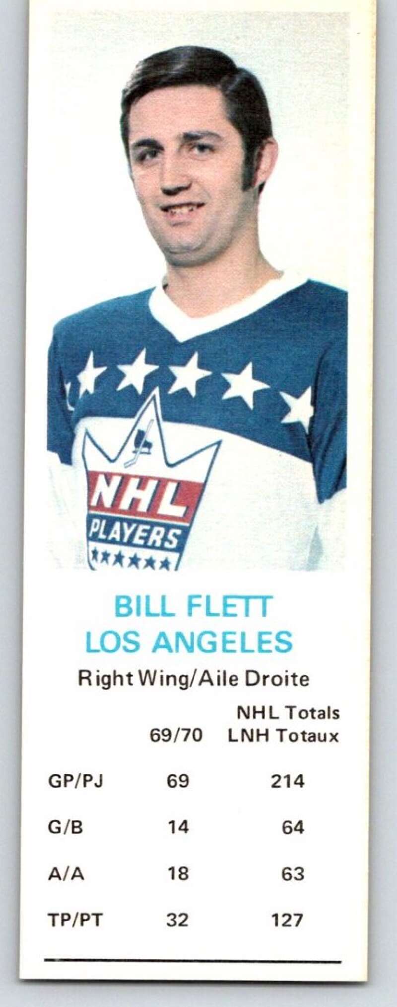 1970-71 Dad's Cookies #36 Bill Flett Los Angeles Kings X251
