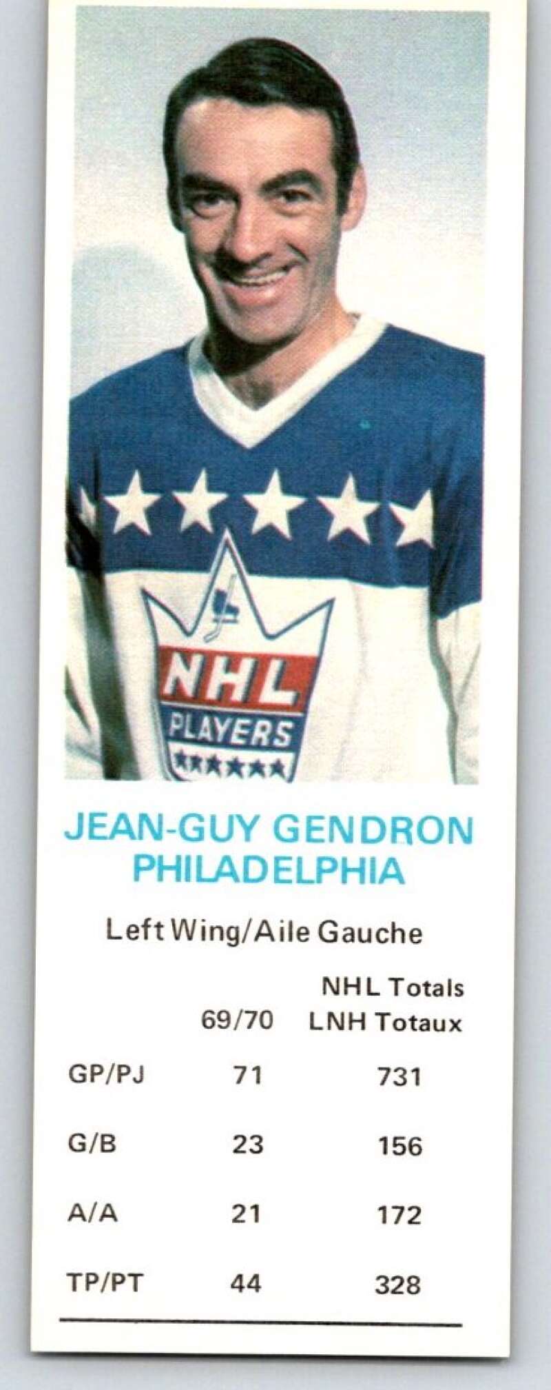 1970-71 Dad's Cookies #38 Jean-Guy Gendron Philadelphia Flyers X254