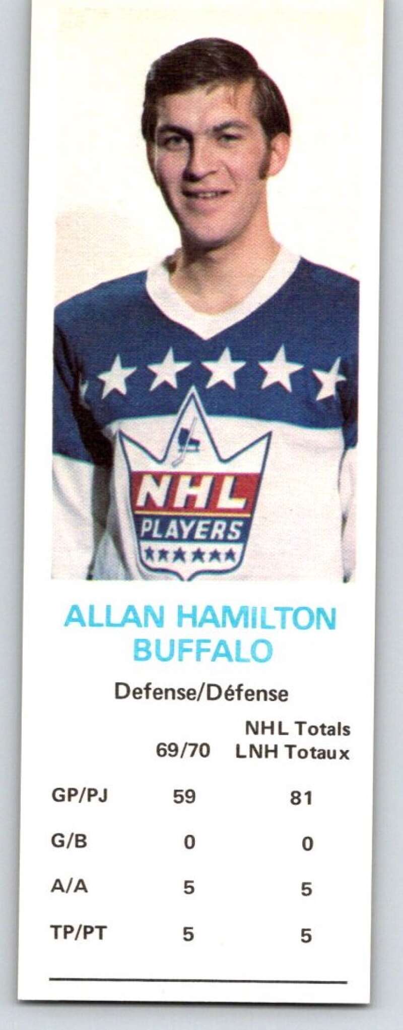 1970-71 Dad's Cookies #46 Al Hamilton Buffalo Sabres X267
