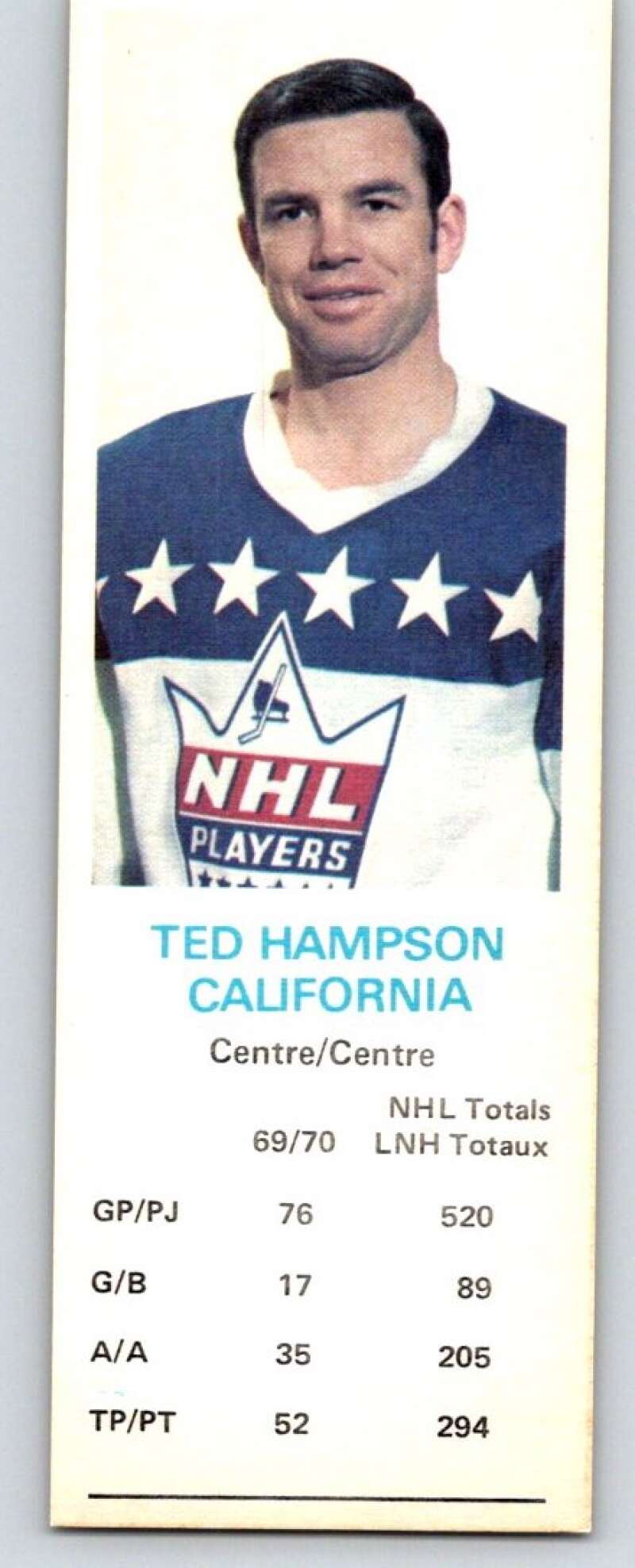 1970-71 Dad's Cookies #47 Ted Hampson California Golden Seals X268