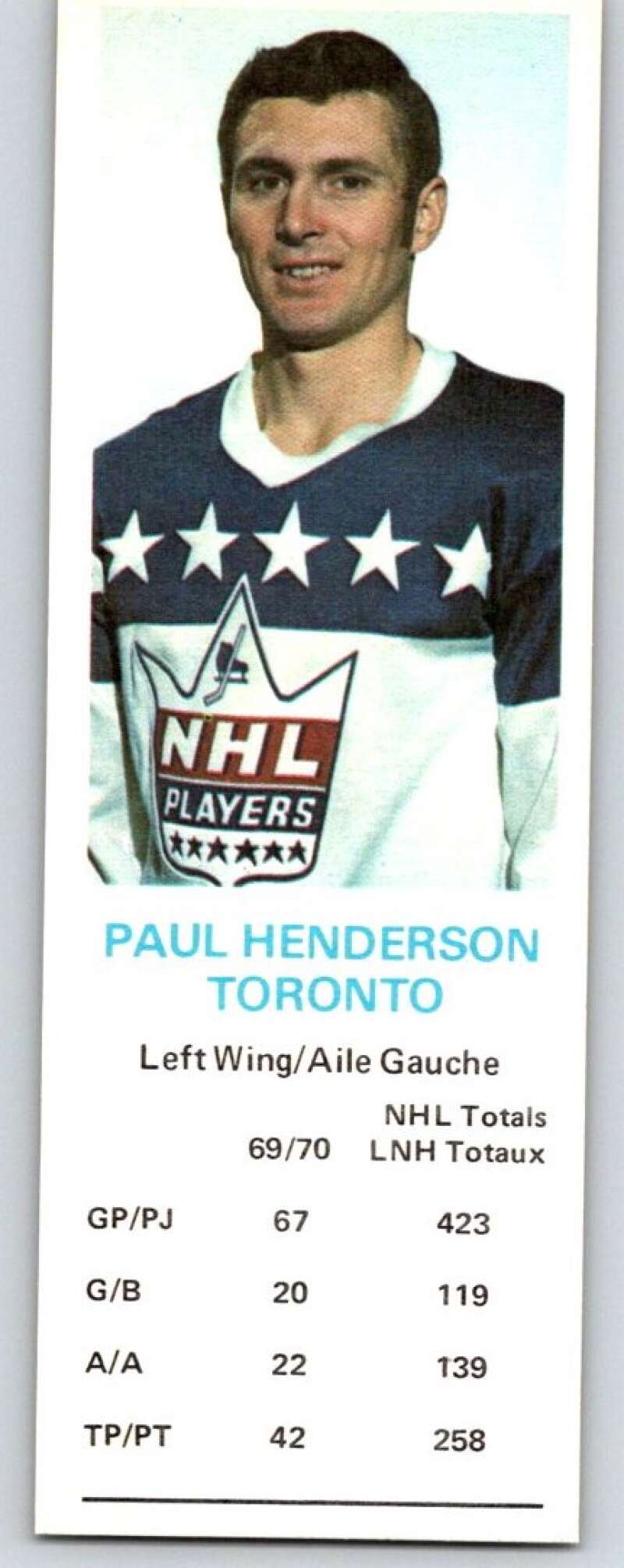 1970-71 Dad's Cookies #50 Paul Henderson Toronto Maple Leafs X275