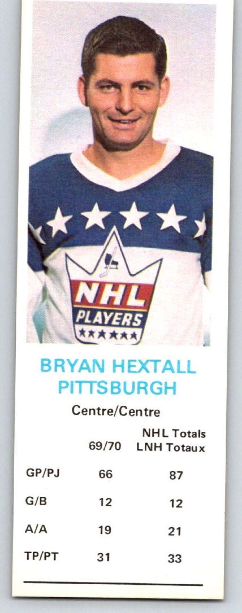 1970-71 Dad's Cookies #51 Bryan Hextall Pittsburgh Penguins X277