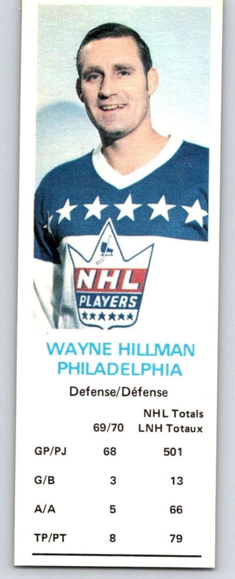 1970-71 Dad's Cookies #54 Wayne Hillman Philadelphia Flyers X282