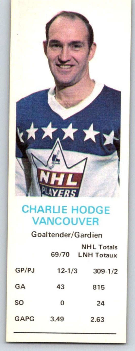 1970-71 Dad's Cookies #55 Charlie Hodge  Vancouver Canucks  X284