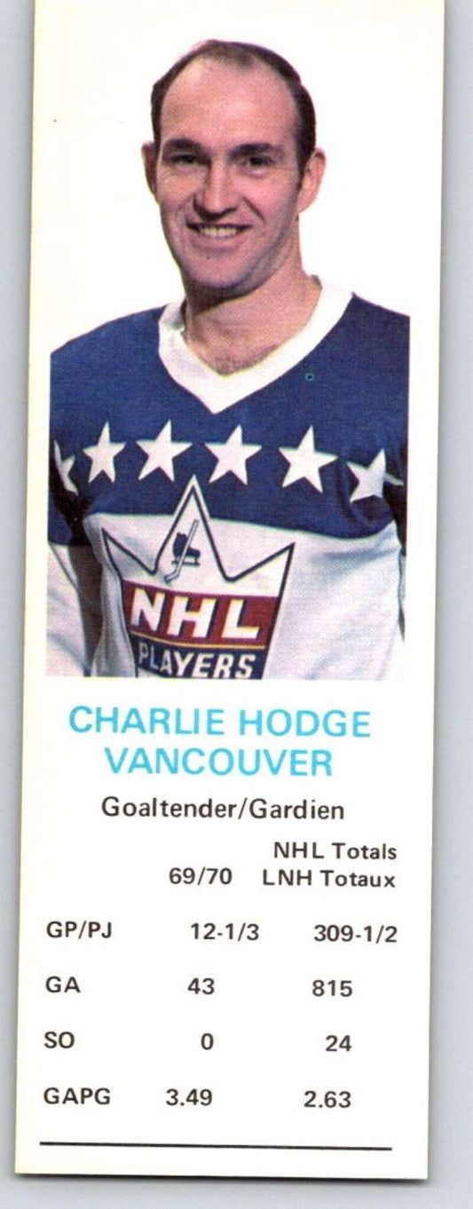 1970-71 Dad's Cookies #55 Charlie Hodge  Vancouver Canucks  X285