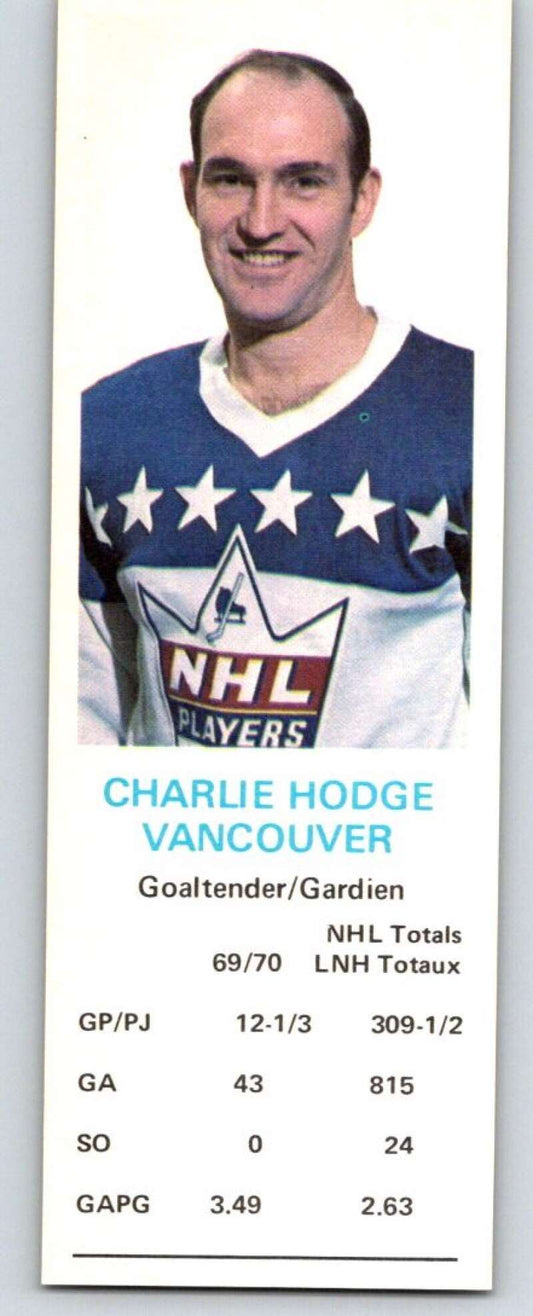1970-71 Dad's Cookies #55 Charlie Hodge  Vancouver Canucks  X286