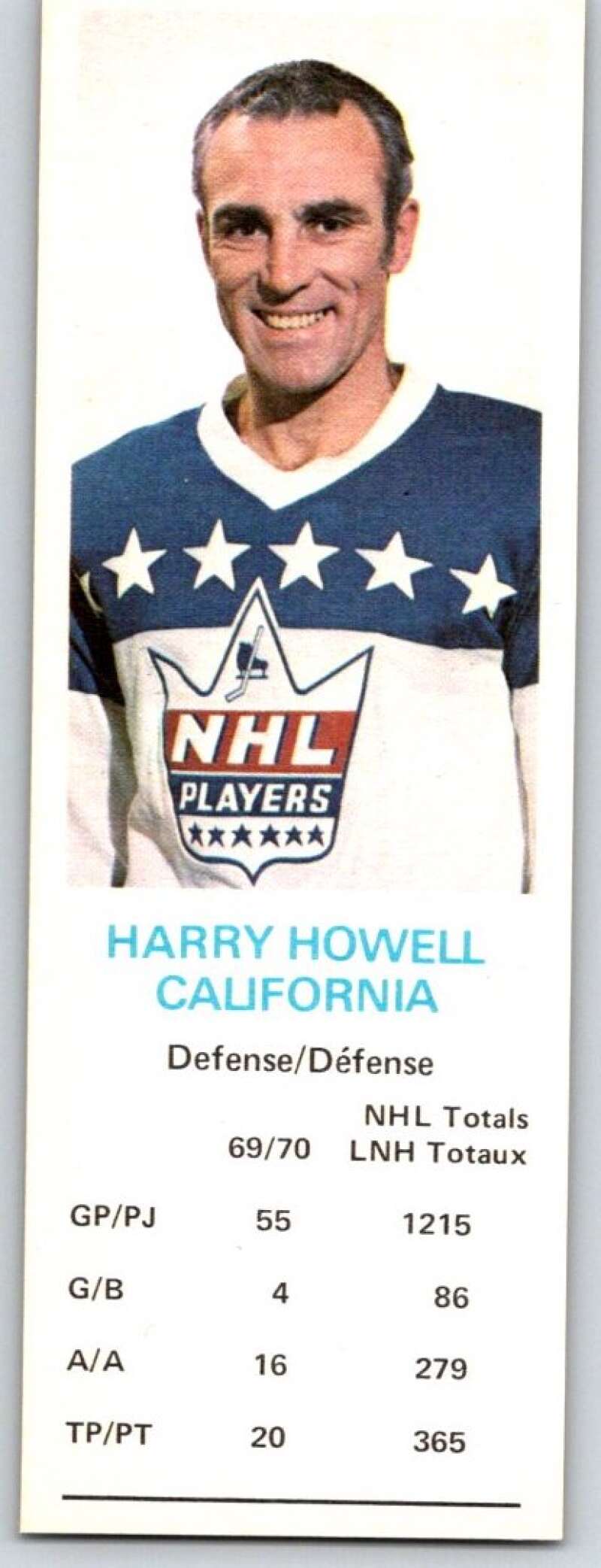1970-71 Dad's Cookies #58 Harry Howell California Golden Seals X288