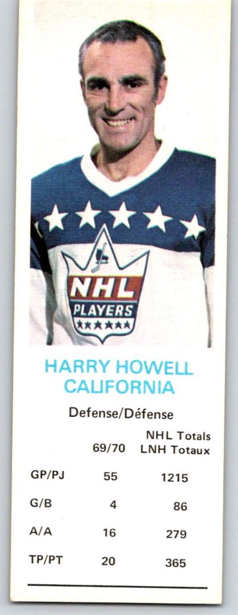 1970-71 Dad's Cookies #58 Harry Howell California Golden Seals X289