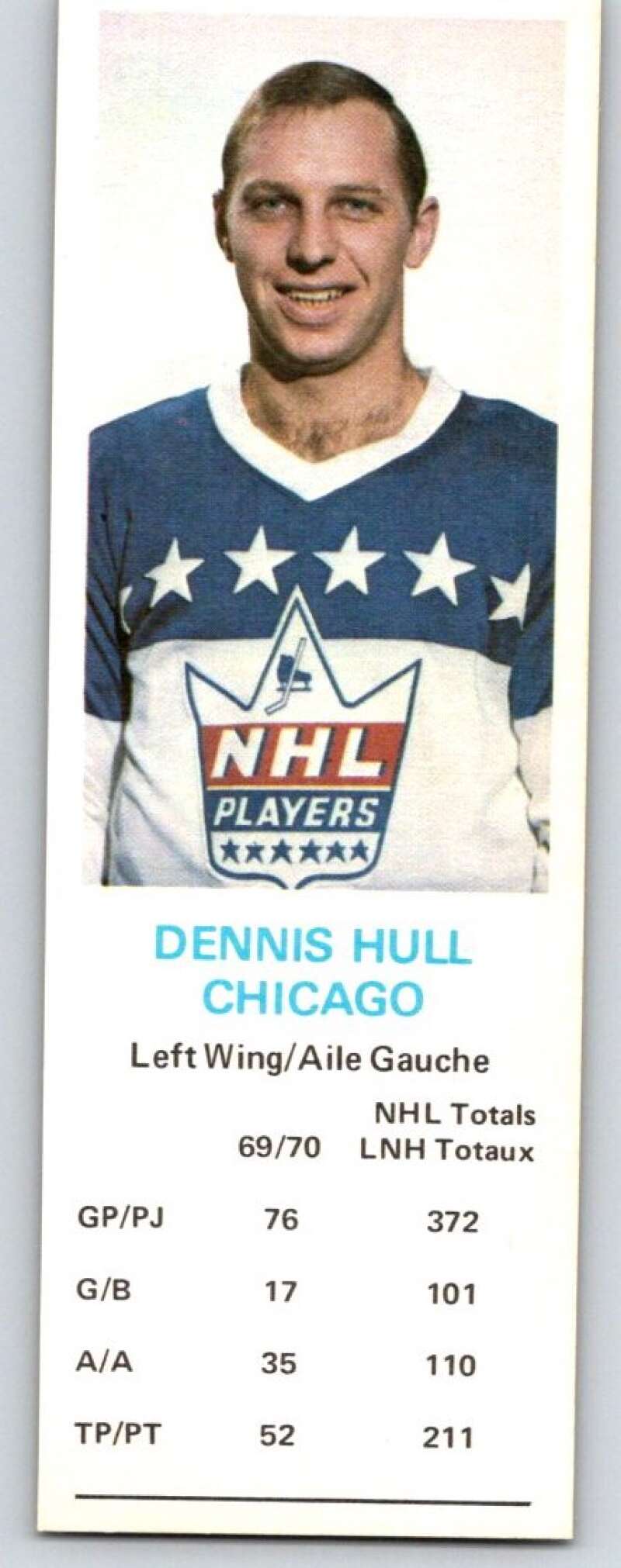 1970-71 Dad's Cookies #60 Dennis Hull Chicago Blackhawks X291