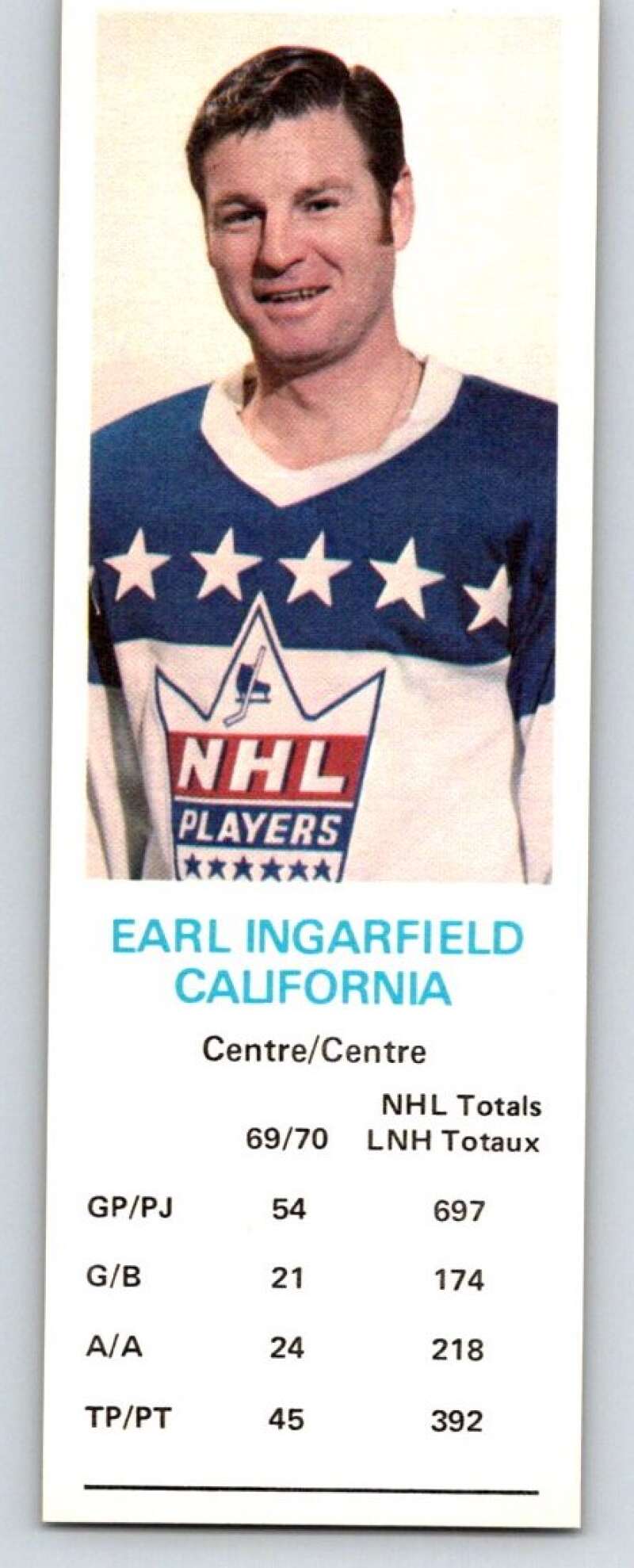 1970-71 Dad's Cookies #61 Earl Ingarfield California Golden Seals X293