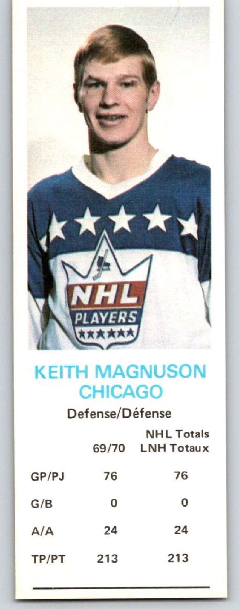 1970-71 Dad's Cookies #73 Keith Magnuson Chicago Blackhawks X313