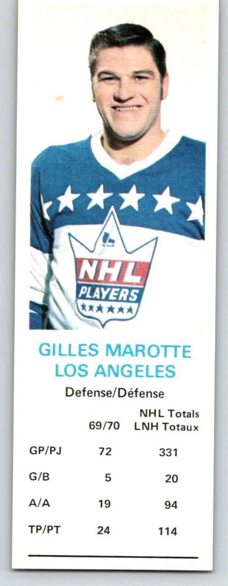 1970-71 Dad's Cookies #76 Gilles Marotte Los Angeles Kings X318