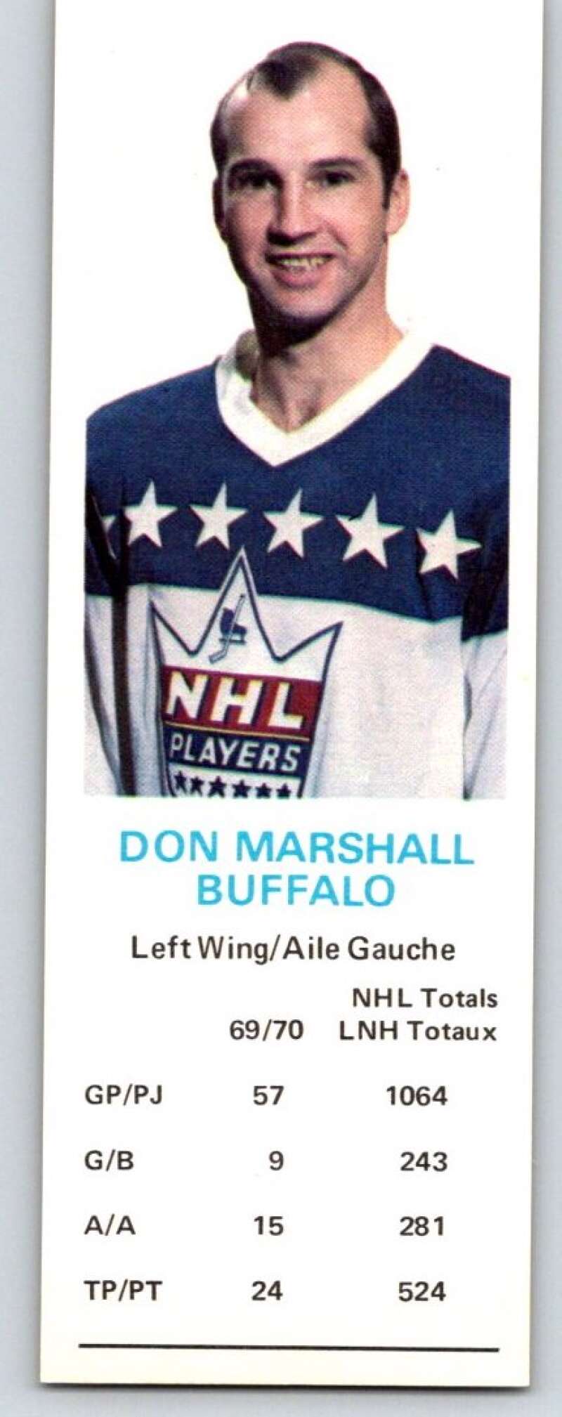 1970-71 Dad's Cookies #78 Don Marshall Buffalo Sabres X320