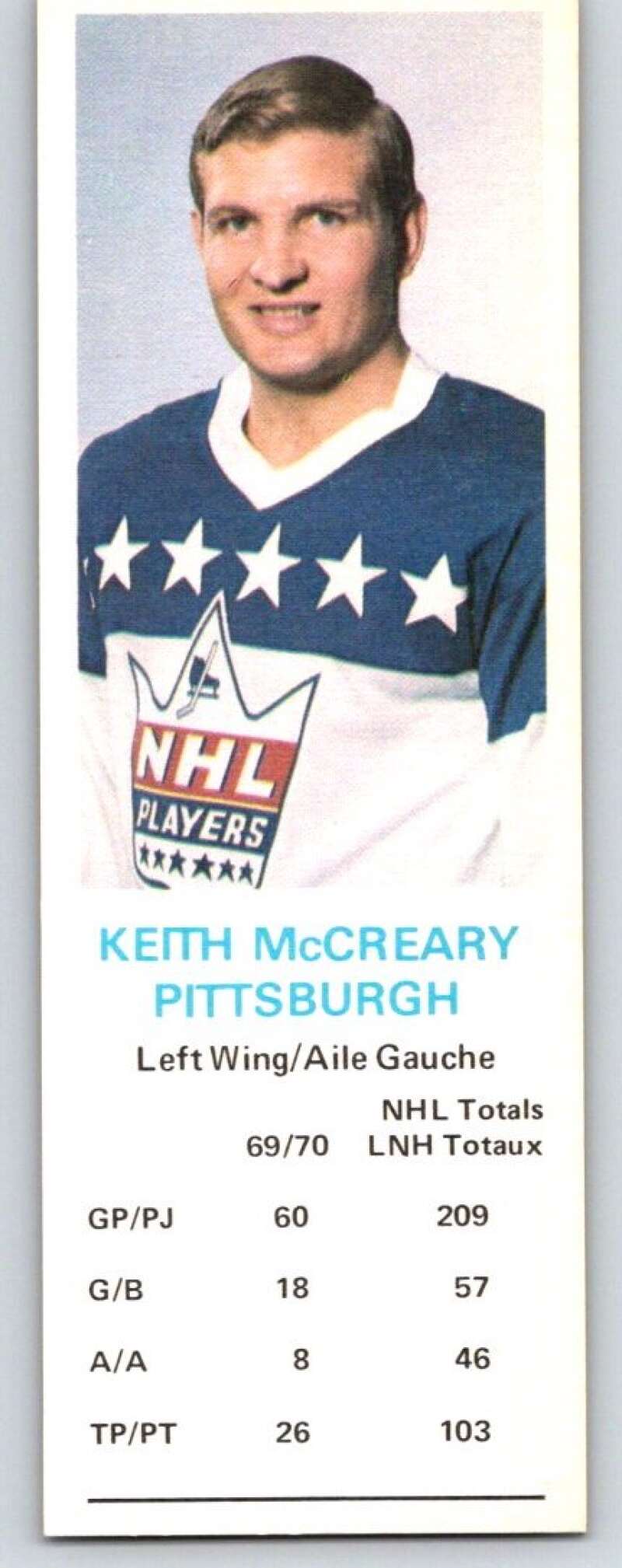 1970-71 Dad's Cookies #80 Keith McCreary Pittsburgh Penguins X325