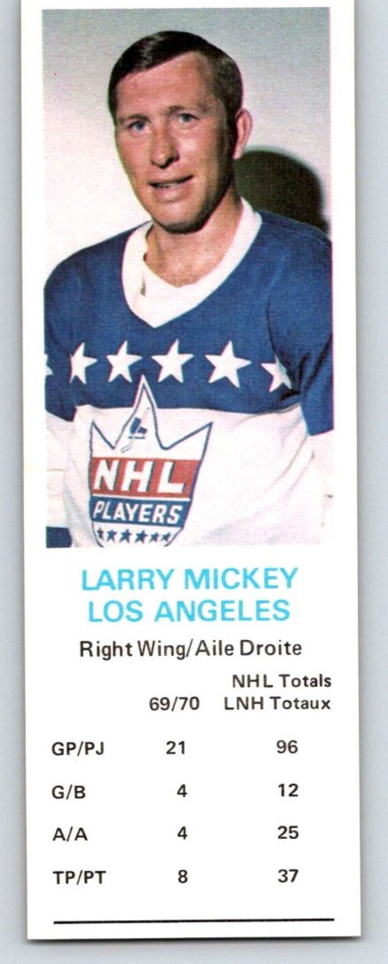 1970-71 Dad's Cookies #85 Larry Mickey Los Angeles Kings X334