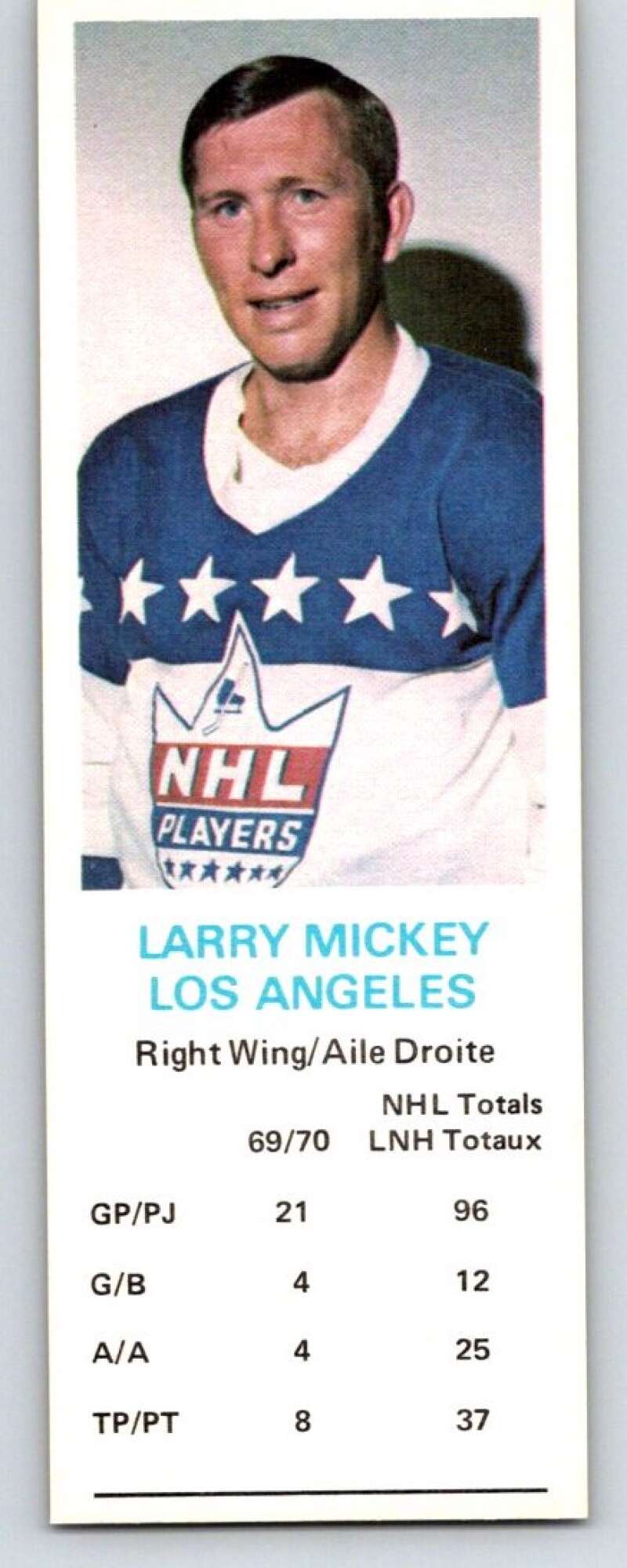 1970-71 Dad's Cookies #85 Larry Mickey Los Angeles Kings X335