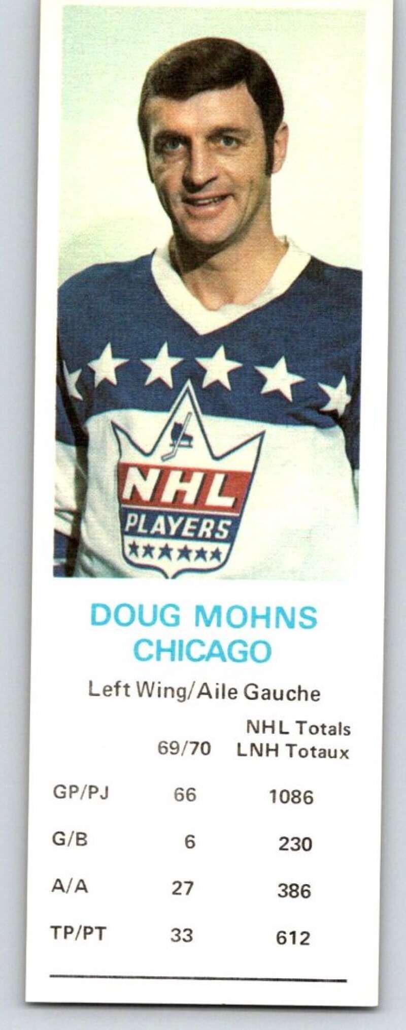 1970-71 Dad's Cookies #87 Doug Mohns Chicago Blackhawks X338