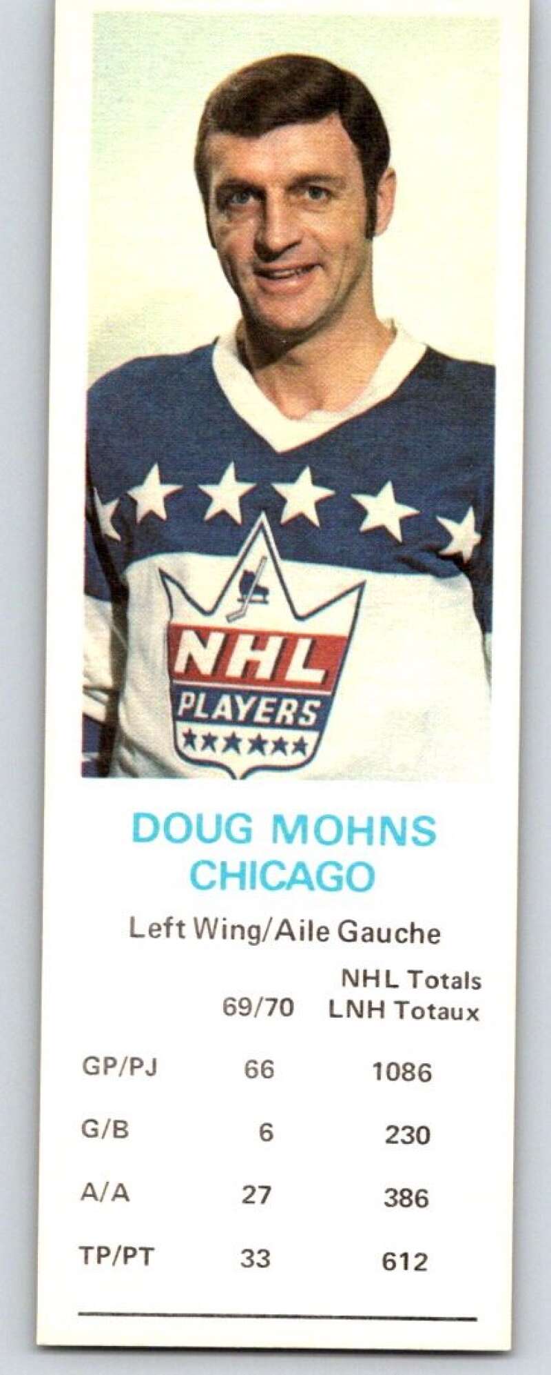 1970-71 Dad's Cookies #87 Doug Mohns Chicago Blackhawks X339
