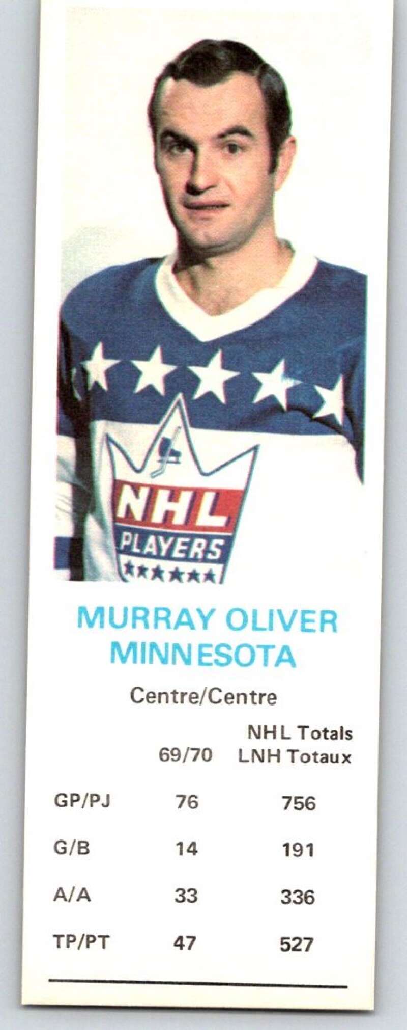 1970-71 Dad's Cookies #91 Murray Oliver Minnesota North Stars X346